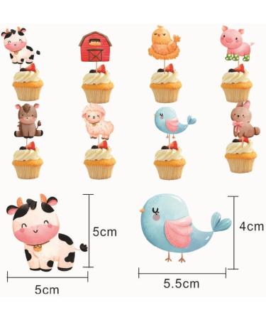 SLOCIEGO Farm Cupcake Topper - 40 PCS Farm Animals include Pig Cow Horse Chicken Cake Topper Party Decorations for Kids Birthday Baby Shower Barnyard Cartoon Cupcake Topper Picks Party Supplies - Buy Online on GoSupps.com