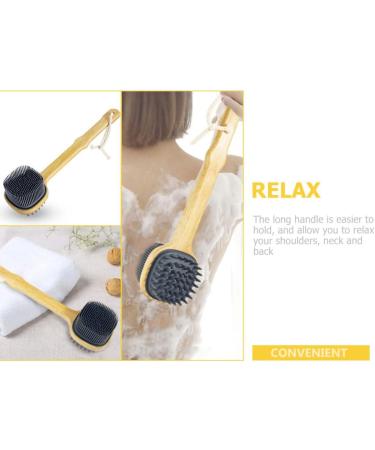 FRCOLOR Loofah Handle Back Scrubber - Silicone Brush for Exfoliation & Massage - Buy Online on GoSupps.com