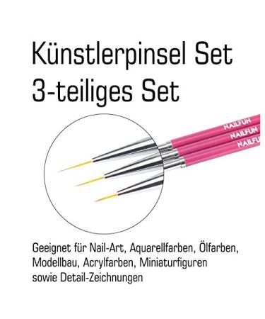 Striper Brush Set 3-Piece Pink for Nail Art - One Stroke Acrylic Paints | International Shipping Available - Buy Online on GoSupps.com
