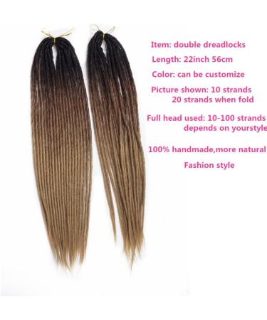 22" Handmade Synthetic Double Dreadlocks Braids Goddess Braiding Hair Attachment Soft Faux(C7_22INCH) 10 strands C7_22INCH - Buy Online on GoSupps.com