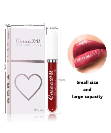 Shop 3 Colors Matte Liquid Lipstick Set - Long Lasting Waterproof Nude Lip Gloss for Women | Set#11 (3pcs - Buy Online on GoSupps.com