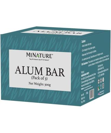 Pack of 3 Alum Bar (Potassium Alum) (Phitkari) by minature | Alum Stone(Fitkari)| Alum Shaving Bar | Alum Blocks |100g*3 | 100% Only Alum | Nothing Added| Chemical & Preservative Free| Pure & Natural - Buy Online on GoSupps.com