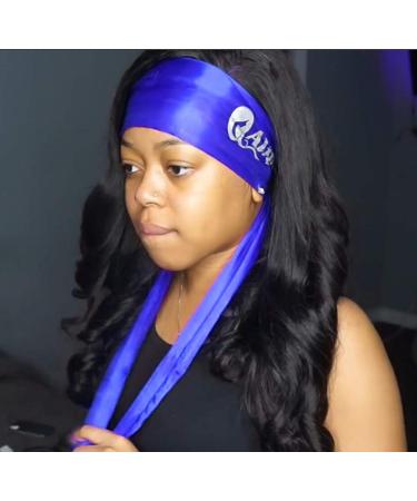 Ali Pearl Edge Laying Scarf Wrap for Black hair | Satin Edge Setting Scarf for Lace Wigs & Frontals Scarf (Blue 1 piece)