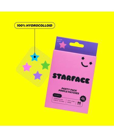 Starface Party Pack Hydro-Stars - 96 Colorful Hydrocolloid Pimple Patches for Absorbing Fluid and Reducing Inflammation - Cute Star Shape - Colorful Party Pack - Buy Online on GoSupps.com