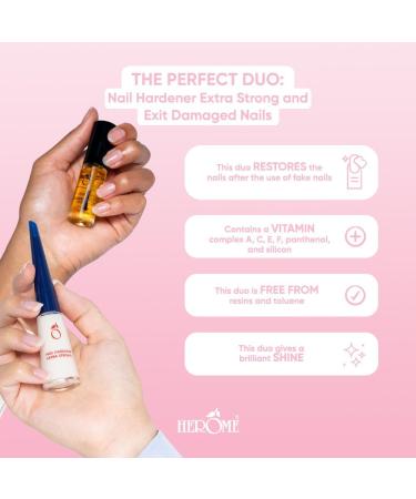 Herome Combi-Pack Exit Damaged Nails & Nail Hardener Extra Strong - Guarantees Strong Nails First Results In 8 Days - 7ml.+10ml. - Buy Online on GoSupps.com