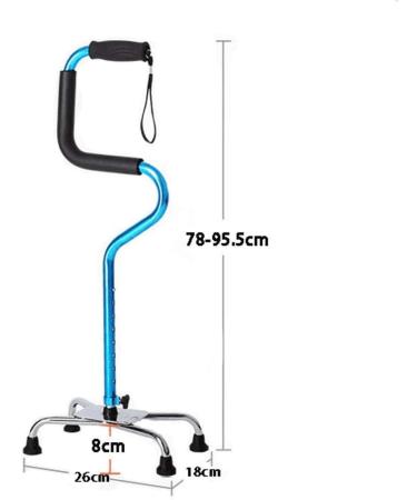 Adjustable Crutch Durable Ergonomic Design and Comfort Handles Four-Legged Multi-Purpose Cane (Blue) (Blue) Selfless dedication - Buy Online on GoSupps.com