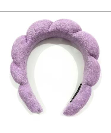 Puffy Fluffy Spa Head Band Terry Towel Yoga Head Band Make Up Remover Face Mask Band (purple)