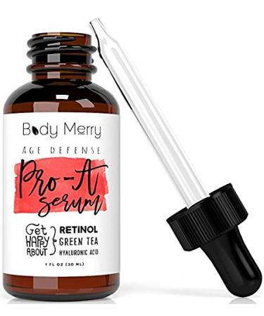 Body Merry Age Defense Pro-A Serum   Anti-Aging Retinol Treatment with Hyaluronic Acid  Vitamin E and Natural Aloe - Hydrating Skin Care for Fine Lines  Wrinkles and Hyperpigmentation  1 fl oz 1 Fl Oz (Pack of 1)