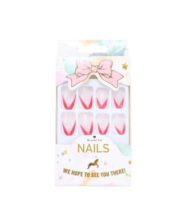 Brishow French Coffin Artificial Nails - Shiny Ballerina Acrylic Press-On Full Cover Nails (24 Pieces) for Women & Girls - International Shipping Available - Buy Online on GoSupps.com
