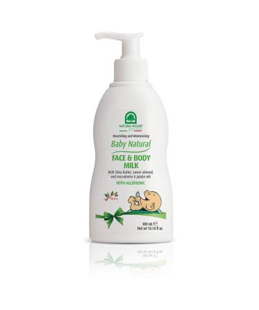 Baby Natural Face and Body Milk - Light Fragrance Baby Moisturizer with Shea Butter Almond Macadamia and Jojoba Oils - Made in Italy Hypoallergenic Dermatologist Tested 10.14 oz.