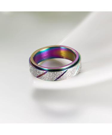 Matching Rings for Couples - Whoiy Stainless Steel Multi-Color Rainbow Engagement Rings (2 Pieces 6mm) - Buy Online on GoSupps.com