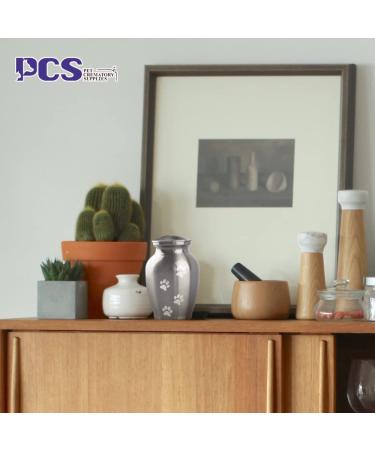 PCS Memorial Pet Cremation Urn for Dogs and Cats Ashes - Engraved Paws - Silver Vertical Design - Small (0-45lbs) - Buy Online on GoSupps.com