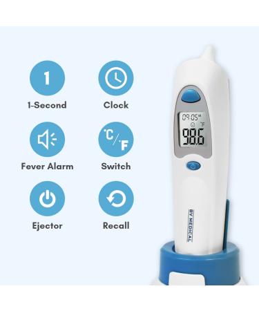 Buy Instant Fast Ear Thermometer - Perfect for Adults Kids & Babies | Includes 25 Probe Covers & Stand for Home or Clinic Use - Buy Online on GoSupps.com