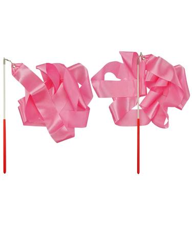 Pink Rhythmic Gymnastics Wands Praise Dancing Streamers for Kids Baton Twirling Talent Shows Artistic Dancing, 2 Pack by Baryuefull