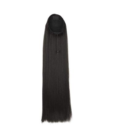 24 Inch Straight Drawstring Ponytail Extension | Natural Synthetic Hair | Clip-in Hairpiece for Women (#1B) - Buy Online on GoSupps.com