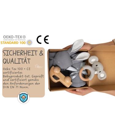 Handmade 100% Cotton Baby Gift Set for Girls - Newborn Rattle Towel and Elephant Gray Baby Toys - Perfect Birth Gift Box - Buy Online on GoSupps.com