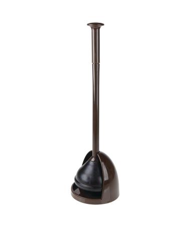 mDesign Plastic Freestanding Hideaway Toilet Bowl Plunger with Holder Set - Plunger for Bathroom Storage and Cleaning Organization - Heavy Duty, Space Saving - Aura Collection - Dark Brown