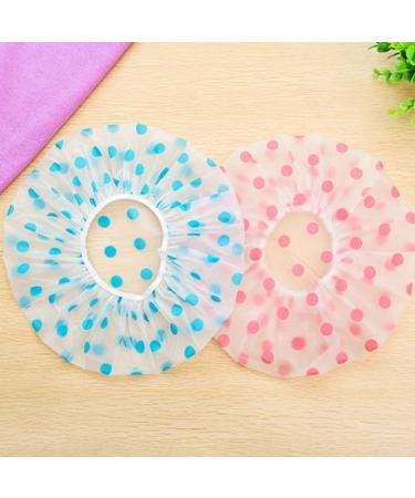 4 Pack Girls Thicken Shower Cap - Waterproof & Elastic Band - Blue Polka Dots - Buy Online on GoSupps.com
