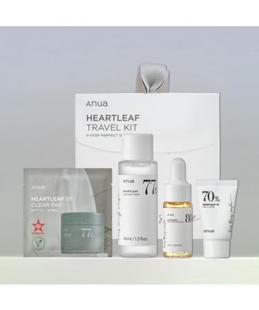 ANUA heartleaf smoothing trial Korean kit | travel size gift set with heartleaf 77 clear pad heartleaf77% smoothing toner and daily lotion & heartleaf 80 moisture soothing ampoule Korean skin care