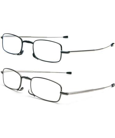 Buy Kokobin Foldable Stainless Steel Reading Glasses for Men & Women - Anti-Blue Light 2 Pairs Hard Shell Case +3.0 - Perfect Reading Aid - Buy Online on GoSupps.com