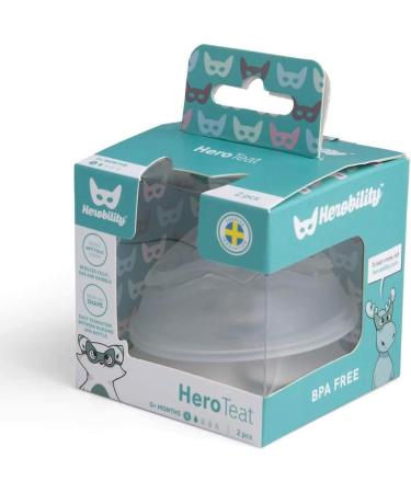 Herobility Double Anti-Colic Silicone Nipples | Breast-Like Baby Bottle Teats - Pack of 2 (Large) for Eco Baby Bottles - International Shipping Available - Buy Online on GoSupps.com