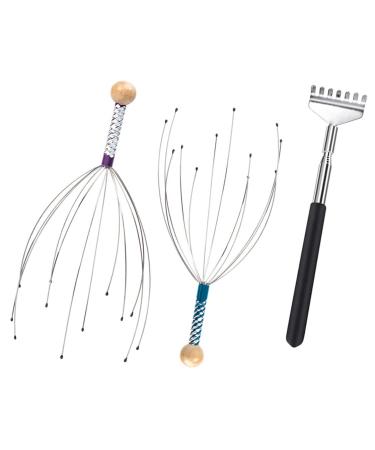 2 pieces head massage brush head scratcher with back scratcher head massage spider for relaxing wellness head massage.