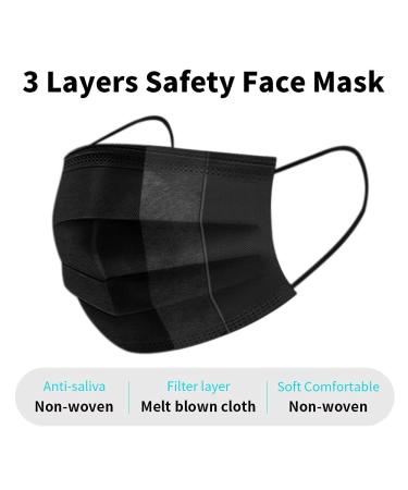 100PCS Black Disposable 3-Ply Face Masks - Non-Medical Protection & Comfort - Buy Online on GoSupps.com