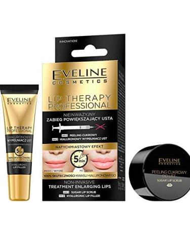 Eveline Cosmetics Lip Therapy: Professional Non-Invasive Lip Enlargement Treatment 2-in-1 - Sugar Lip Scrub & Hyaluronic Lip Filler - 7ml & 12ml | Buy Online with International Shipping - Buy Online on GoSupps.com