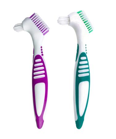 Premium Hygiene Denture Cleaning Brush Set, Multi-Layered Bristles & Ergonomic Rubber Handle, for Denture Care(Pack of 2)