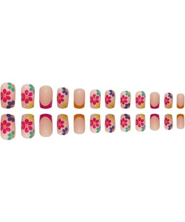 24pcs Floral Coffin Fake Nail Floral Summer 3D Press on Nails Floral Summer Nails Luxurious Nails Acrylic Nails Fake Nails For Women Girls - Buy Online on GoSupps.com