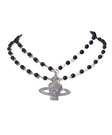 Oralgos adjustable length necklace with skull trailer stylish planetary necklace comfortable short necklace alloy material alloy and pearls