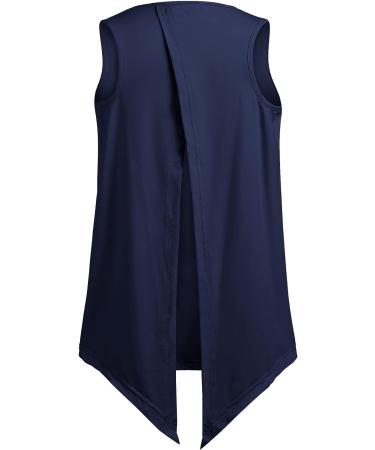 Zaclotre Kid Girls Navy Blue Athletic Tank Top | Open Tie Back Workout Shirt (9-10 Years) - Buy Online on GoSupps.com