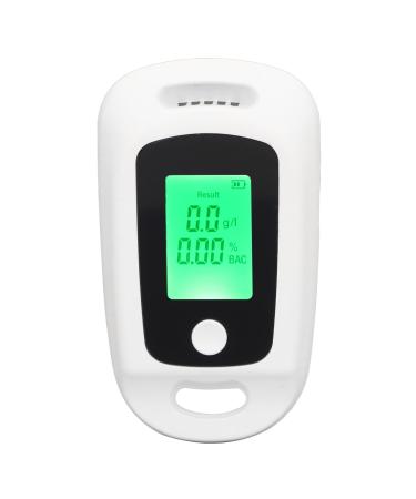 Rechargeable Alcohol Tester Three Color Indication Portable Breathalyzer with Hanging Hole Design USB Charging for Personal Use (White)