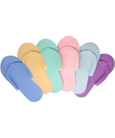 Holibanna 12 Pairs Disposable Colorful EVA Foam Slippers for Travel & Hotel Nail Art Pedicure - Random Colors - Buy Online on GoSupps.com