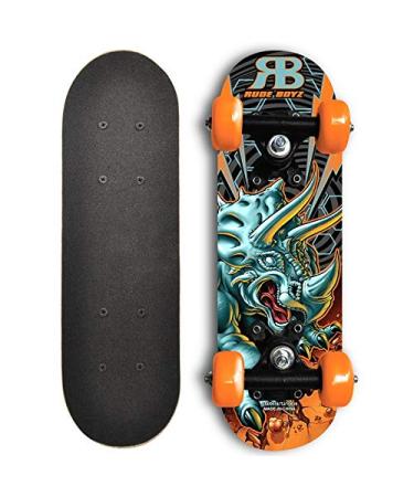 Kids Beginner Skateboard from Rude Boyz - Learn Skateboarding in Style - Mini Wooden Cruiser Board with Cool Graphics for Boys & Girls 3-5 Years - 17 Deck, 54mm Wheels, Lightweight - Safe & Durable