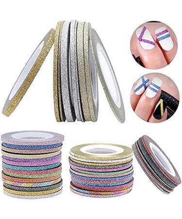 14 Rolls Glitter Nail Art Striping Tape Lines Width 1/2/3mm-Striping Tape for Nail Art-Nail Striping Tape Foil-Nail Striping Tape Thick-Nail Striping Tape with Dispenser-Self-Adhesive DIY Nail Art Tape Width: 1mm - Buy Online on GoSupps.com