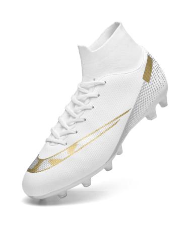Gogoup soccer shoes men high top spikes young football shoes outdoor athletics training shoes professional sports football boots 41 EU 1 white