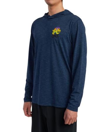 RVCA Men's Long Sleeve Hooded Surf Shirt - Rvca Print/Navy Heather Large - Buy Online on GoSupps.com