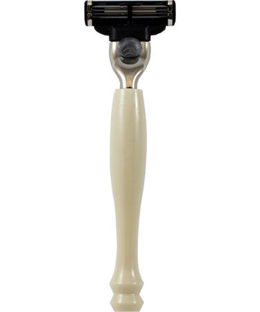 Hans Baier Exclusive wet razor Gillette Mach3 handle cream white