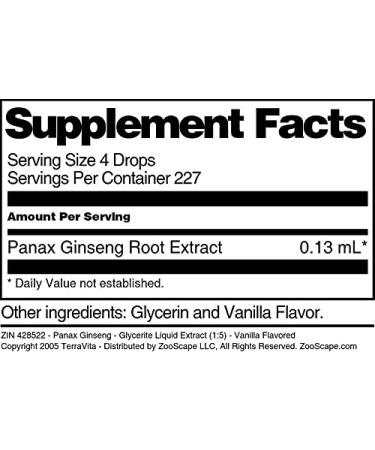 Panax Ginseng - Glycerite Liquid Extract (1:5) - Vanilla Flavored (1 fl oz ZIN: 428522) - 2 Pack - Buy Online on GoSupps.com