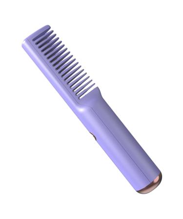 Milageto Cordless Hair Straightener USB Charging Anti Scald Dual Purpose Electric Hot Comb Heated Hair Straightener Comb for Travel Violet