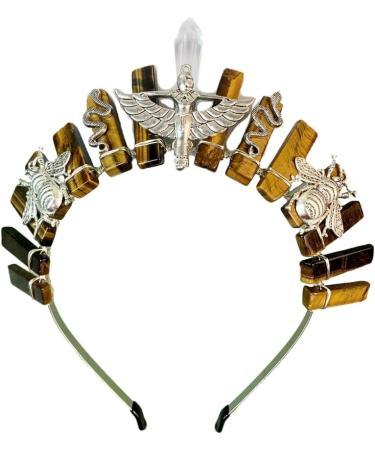 Bottone Crystal Crown Headband Handmade Tiaras Headband for Woman Wedding and Parties Bridal Hair Accessories Red Aventurine - Buy Online on GoSupps.com