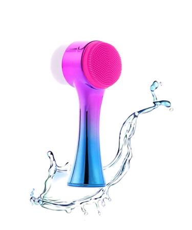 Facial Cleansing Brush 2 in 1Double-Sided Facial Cleaning Brush with Soft Bristles for Deep Pore Exfoliation  Wash Makeup  Massaging (Pink-Blue)