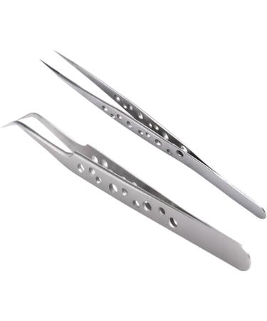 Doitool Eyelash Tweezers 2-Pack | Perfect for Extensions Nail Art & Eyebrow Grooming - Buy Online on GoSupps.com