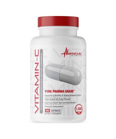 Metabolic Nutrition Vitamin C 1500mg Pure Pharma Grade High Absorption Ascorbic Acid Capsules (90 caps)