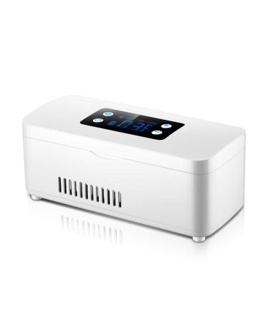 Mini Fridge Portable Insulin Cooler Medicine Refrigerated Box Intelligent Charging Insulin Fridge LCD Display Mini in White 21x9x9cm(8x4x4inch)