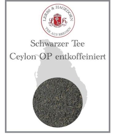 Lerbs & Hagedorn Lerbs & Hagedorn Ceylon OP Decaffeinated Black Tea | Sweet Aromatic 1 kg (approx. 81 liters) Pekoe Orange