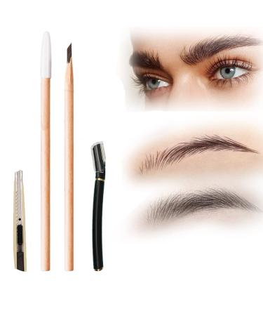 UIRPK Waterproof Wooden Eyebrow Pencil Wooden Eyebrow Pencil Non-smudging Wooden Eyebrow Pencil with Eyebrow Trimmer and Pencil Sharpening Tool. (1X Dark curry)