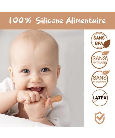 Vicloon Teething Toys Set | Baby Teether Toy with Anti-Lost Chain | Chew Toy Teething Ring for Boys & Girls | Brown | 2pcs - Buy Online on GoSupps.com