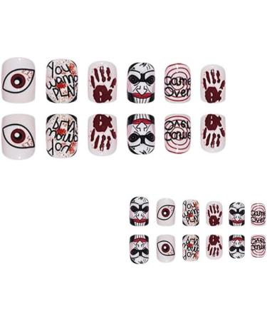 Clataly Halloween False Nail Interesting Arrow Pierces the Heart Fake Nails Spider Ghost Face Nail Press On False Nails (C) - Buy Online on GoSupps.com
